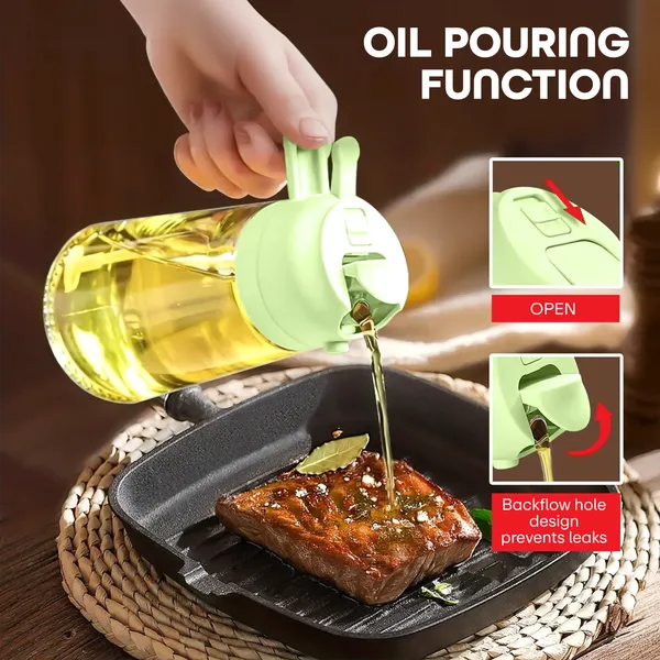Premium 2-in-1 Oil Dispenser Bottle  - Glass, Spray and Pour Design
